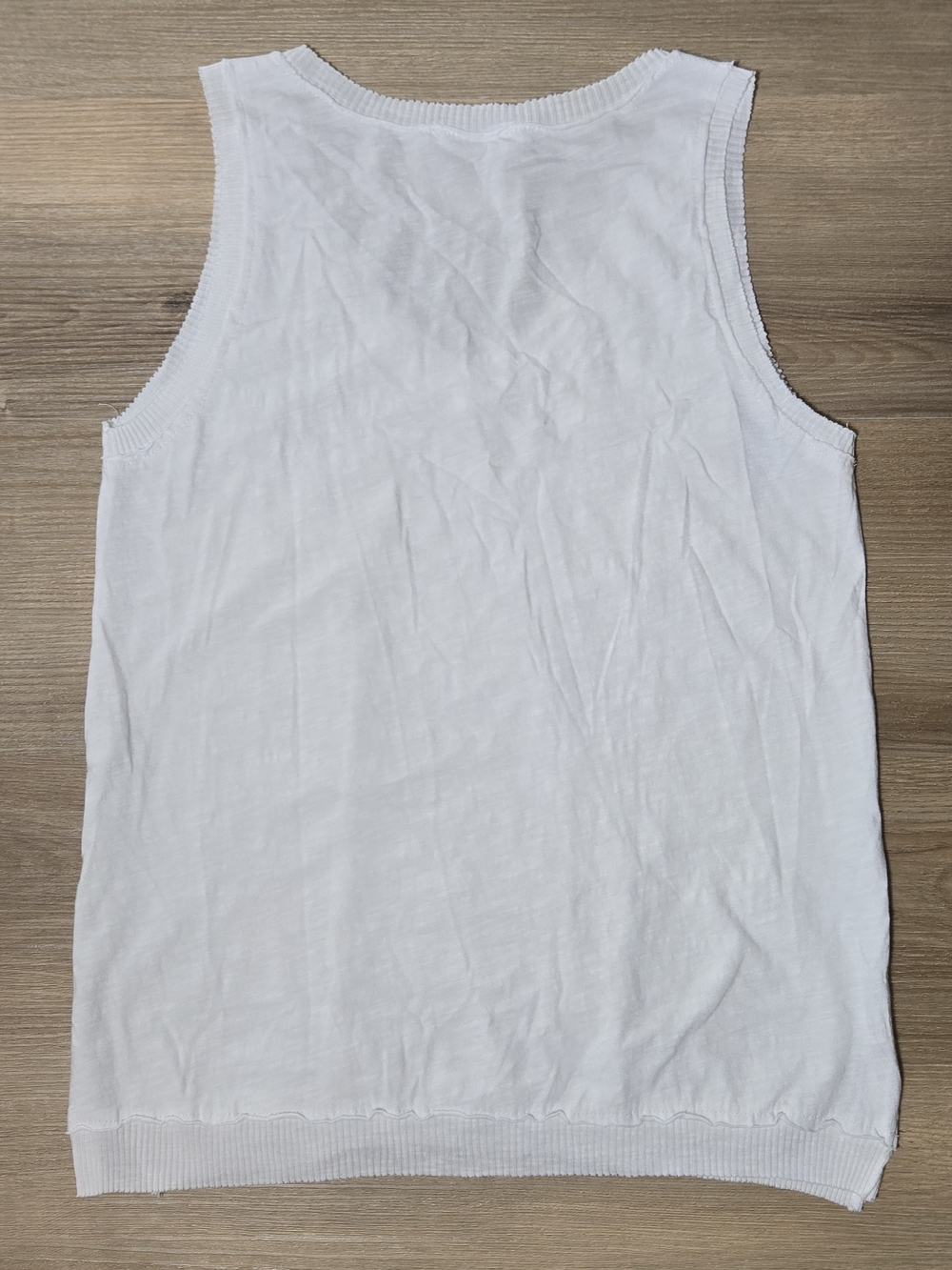 White Sleeveless V-neck Cotton Tank Top